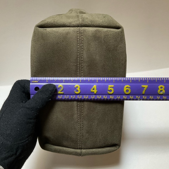 Elegant Olive Green Faux Suede Handbag Small Tote Bag Fashion Design Crossbody - Picture 6 of 13